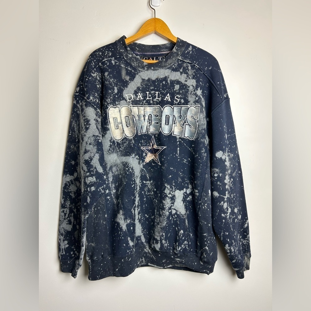 Galt Sand Dallas Cowboy‎ Men's M Bleached Tie Dye Sweatshirt Navy Blue Sport